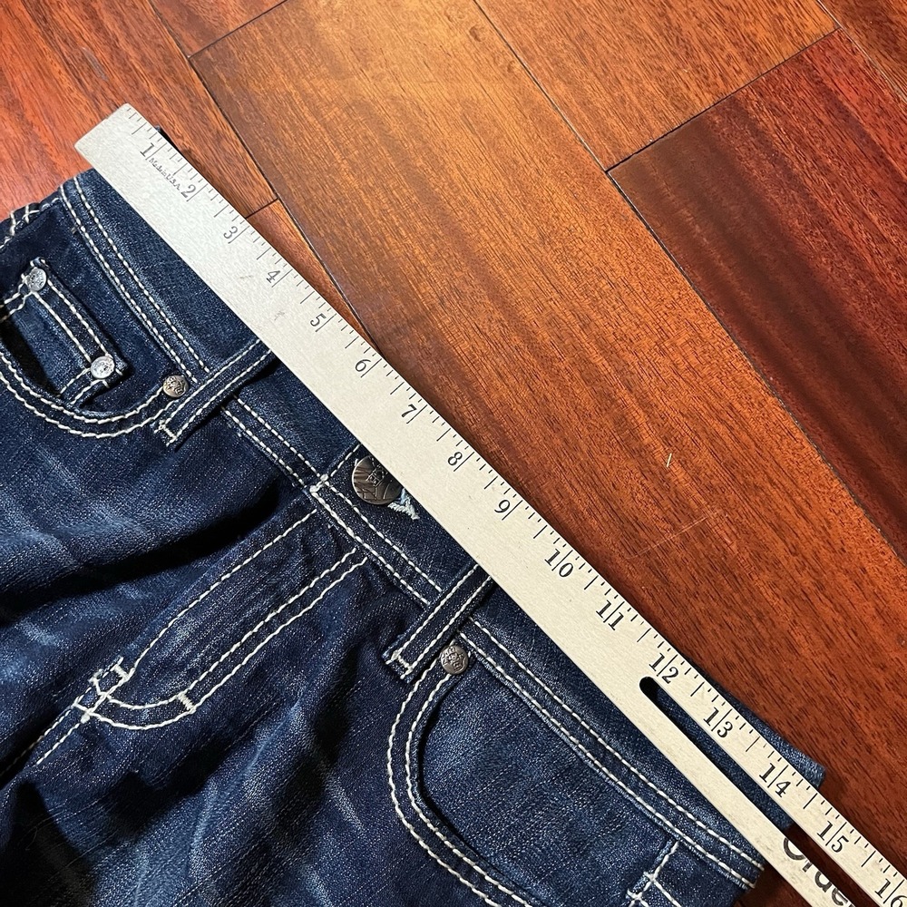 BKE Shorts Womens 26 28 5" Inseam Blue Dark Wash Whiskering Grunge Harper Street - Picture 6 of 9